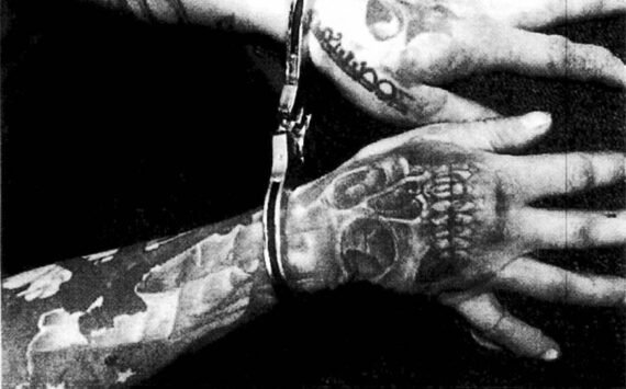 KCSO courtesy photo
Tattoos of a skull on a male suspect’s right hand.