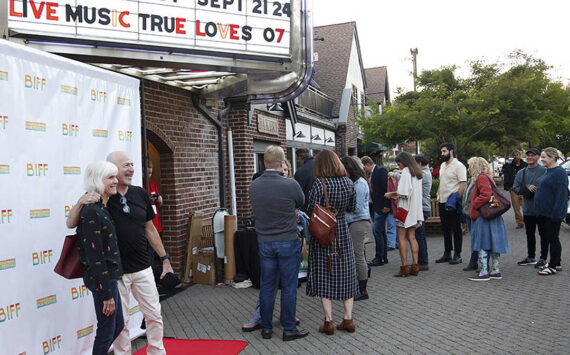 BIFF courtesy photos
Moviegoers gather at the Lynwood Theatre to view the documentary, ‘This is not financial advice,’ during the opening night of the inaugural Bainbridge Island Film Festival Sept. 21.