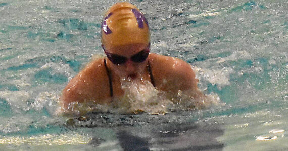 File Photos
Viking Izzy Cera leads the Vikings to a victory in the 400-yard freestyle relay.