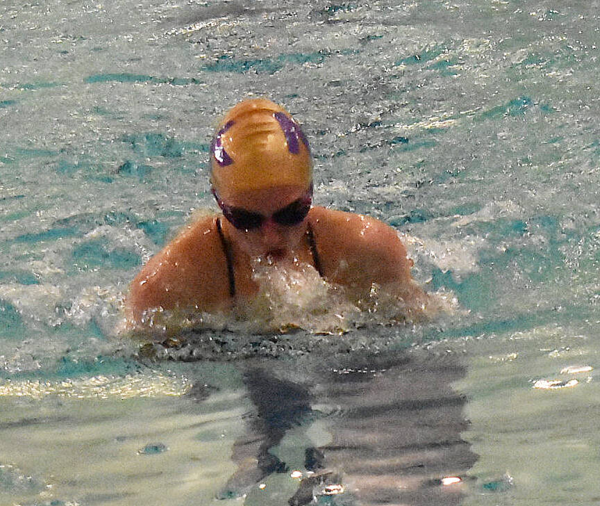 File Photos
Viking Izzy Cera leads the Vikings to a victory in the 400-yard freestyle relay.