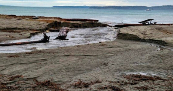 File Photo
Some of the flooding that occurred at Point No Point following severe winter storms last year.