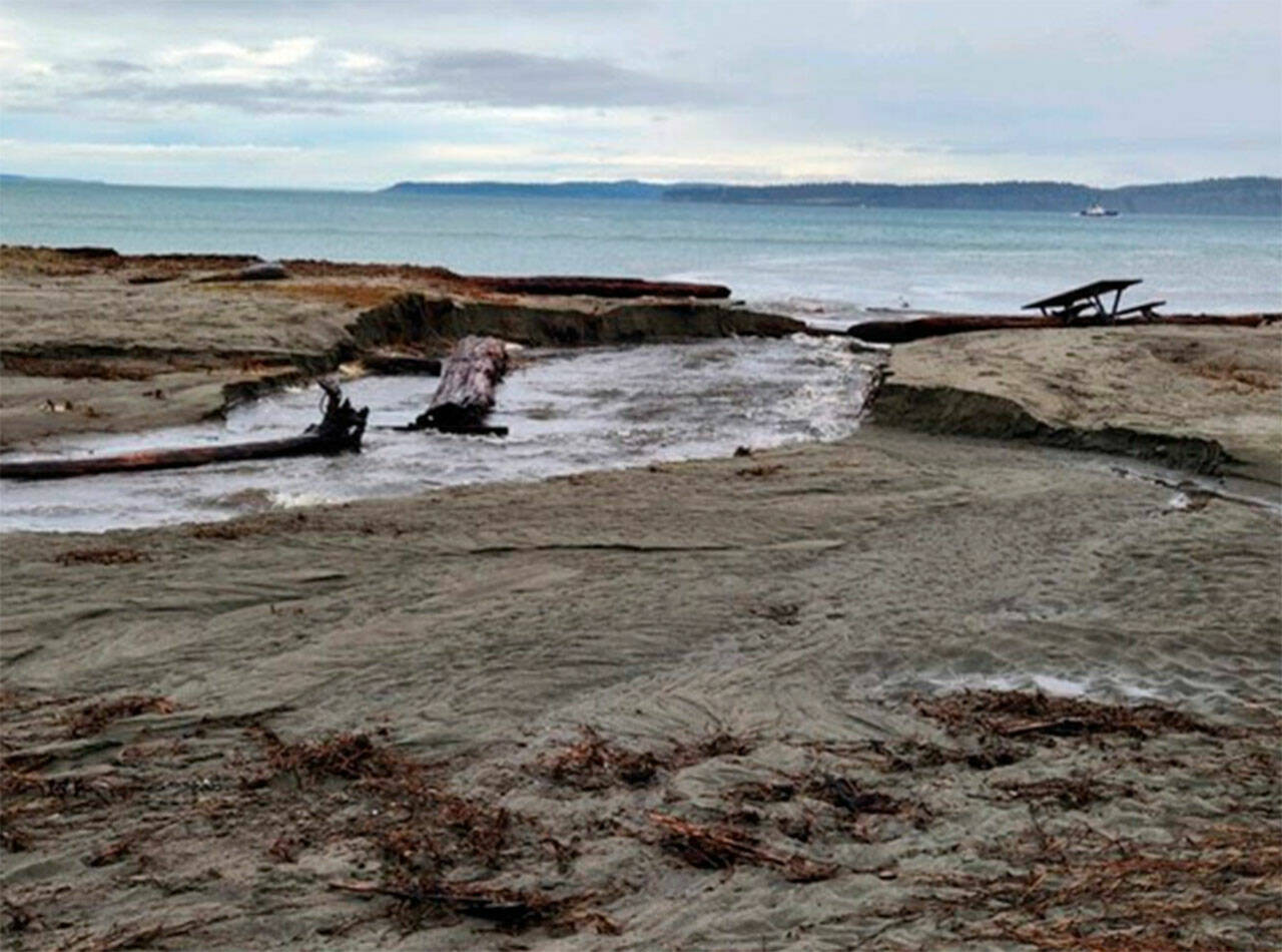 File Photo
Some of the flooding that occurred at Point No Point following severe winter storms last year.