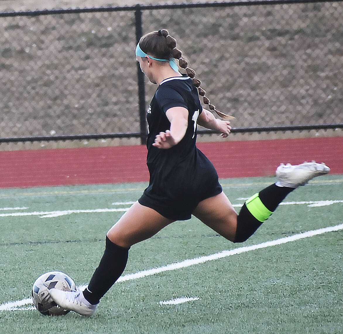File Photo
Klahowya’s Ali Divano scores a couple of goals for the Eagles.