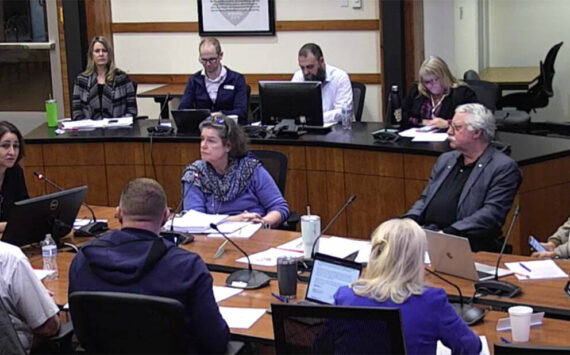City of Poulsbo courtesy photo
Housing, Health and Human Services director Kim Hendrickson (far left) speaks to the Poulsbo City Council at its Nov. 8 meeting.