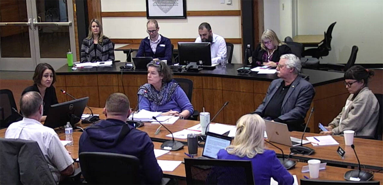 City of Poulsbo courtesy photo
Housing, Health and Human Services director Kim Hendrickson (far left) speaks to the Poulsbo City Council at its Nov. 8 meeting.