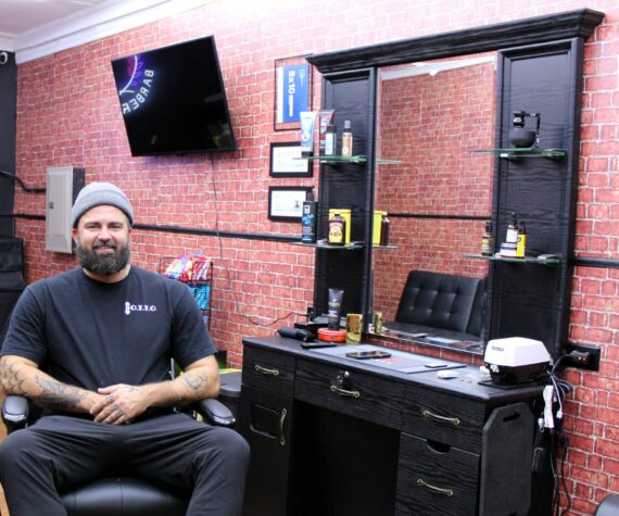 Elisha Meyer/Kitsap News Group
Chase Austin shows off the inside of his new Cut to the Chase barbershop, a place where he hopes to bring the community together through haircuts.