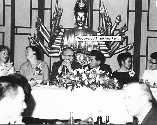 The BI Japanese American community thanks Milly and Walt Woodward at a dinner in 1963.