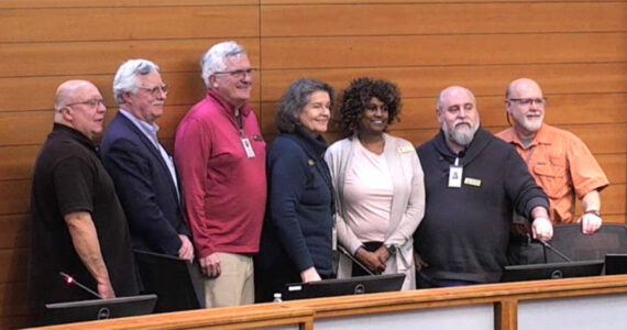 City of Poulsbo courtesy photos
The 2024 Poulsbo City Council. From left to right: Gary McVey, Ed Stern, Doug Newell, Mayor Becky Erickson, Pam Crowe, Rick Eckert and David Musgrove. Britt Livdahl was absent from the meeting.