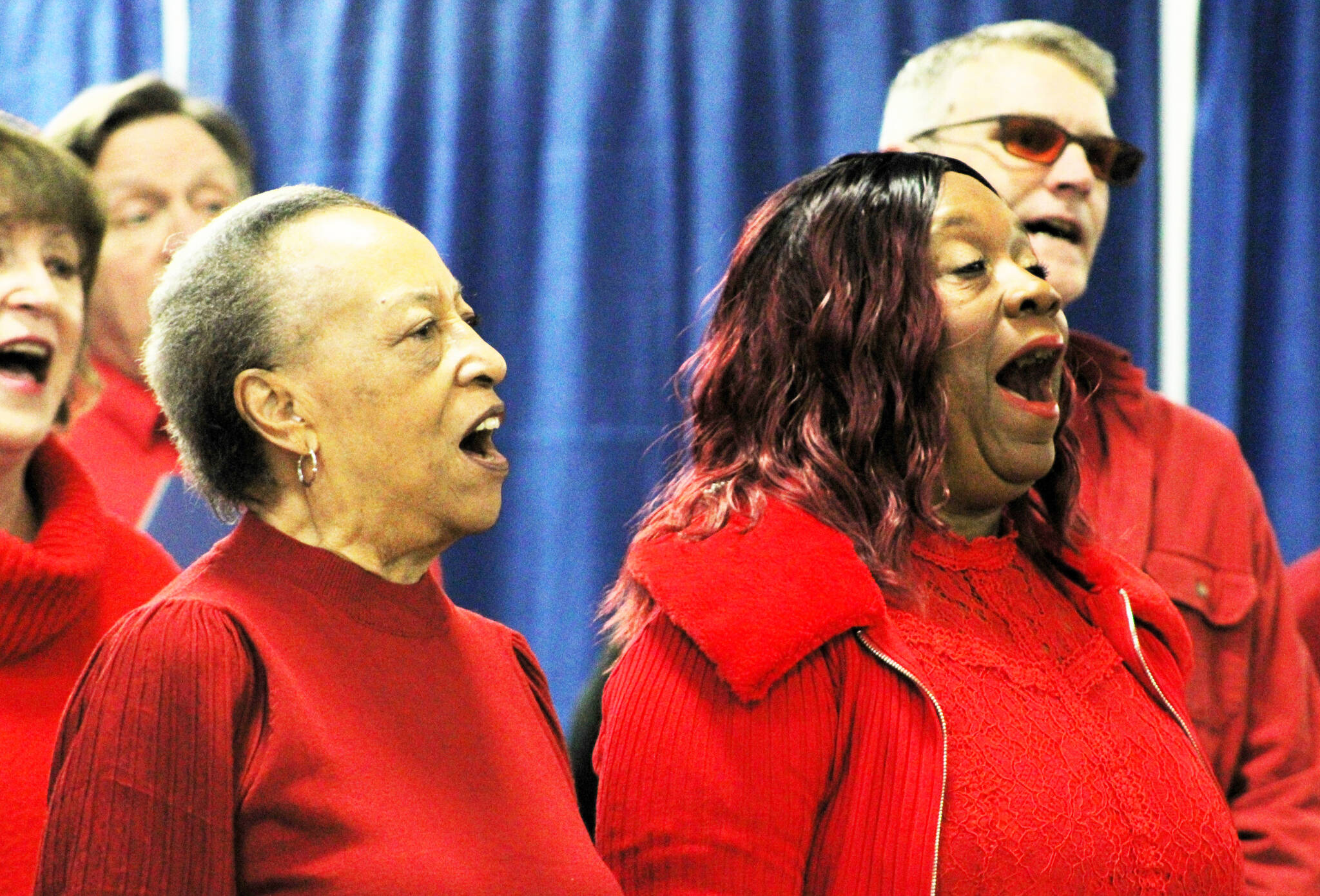 Elisha Meyer/Kitsap News Group
Sylvia Payne, left, and Ruth Jones sing from the soul in a rendition of 'The Storm is Passing Over.'