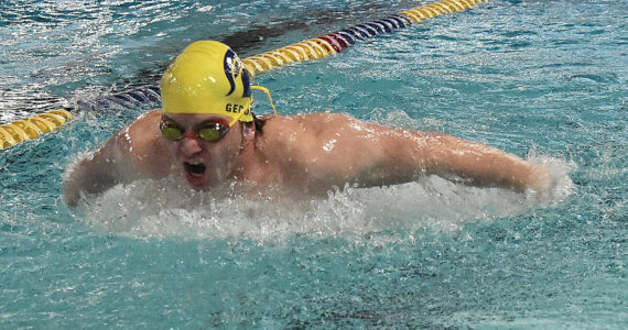 Nicholas Zeller-Singh/Kitsap News Group Photos
Spartan Jason Geddes finishes second in the breaststroke.