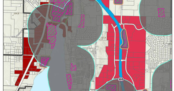 City of Poulsbo courtesy image
A map showing the available areas for retail cannabis in Poulsbo.