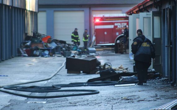 Elisha Meyer/Kitsap News Group photos
Officials work to investigate the cause of a fire at Port Orchard Self Storage.