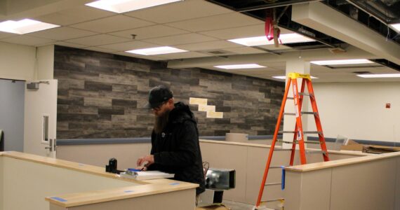Elisha Meyer/Kitsap News Group
Work continues inside the renovated space of the Port Orchard Police Department inside City Hall.