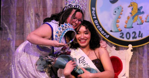 Elisha Meyer/Kitsap News Group photos
2023 Fathoms Queen Veronica Mihai, left, celebrates with Nic Clay after she was just named queen of the 2024 Royalty Court.