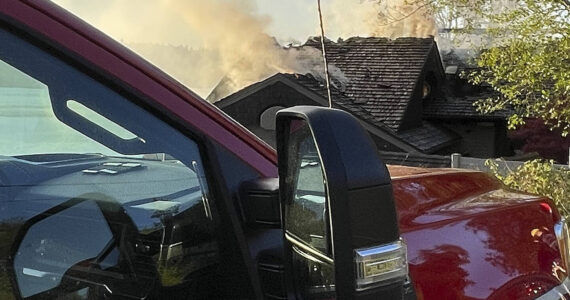 BIFD courtesy photo
A Bainbridge Island fire response vehicle at the house fire in Crystal Springs April 16.