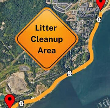 Kitsap County courtesy image
A map of the April 21 cleanup area on Highway 3.