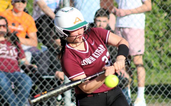 Elisha Meyer/Kitsap News Group photos
Junior Madison Bonilla swings at an incoming pitch.