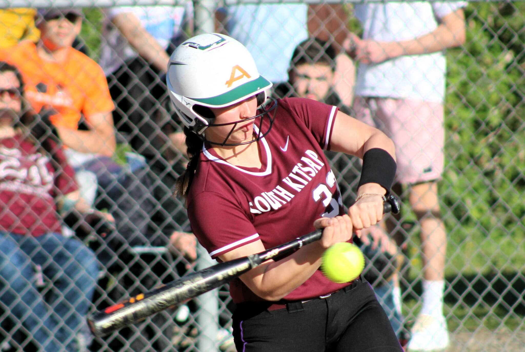 Elisha Meyer/Kitsap News Group photos
Junior Madison Bonilla swings at a pitch in the game against Sumner.