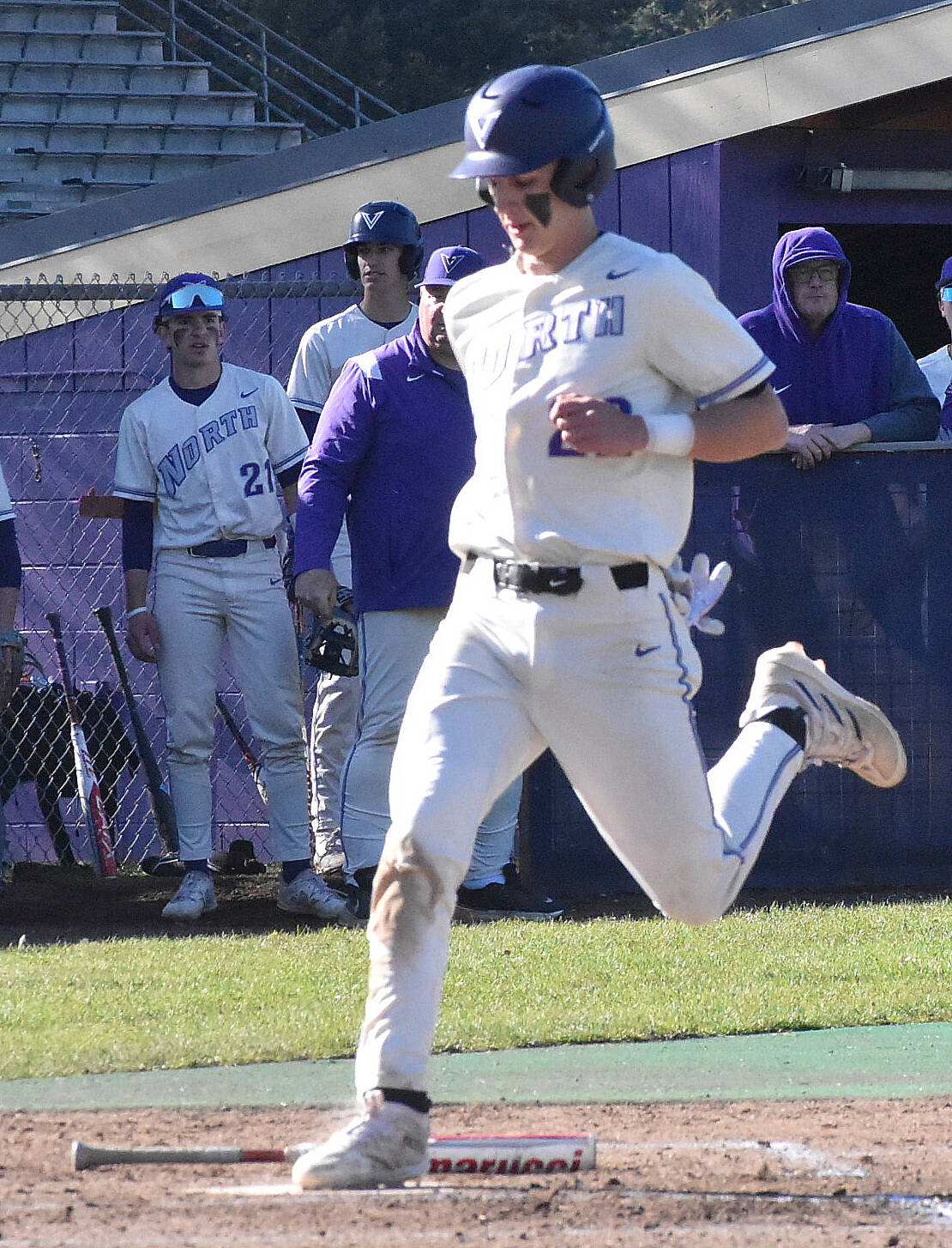 Nicholas Zeller-Singh/Kitsap News Group photos
Spencer Gillespie scores a run for the Vikings.