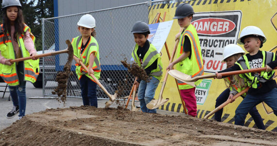 NKSD courtesy photo
Suquamish Elementary students break ground on the school’s new gymnasium addition May 1.