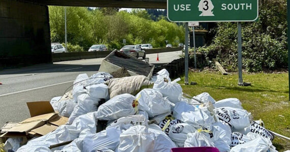Kitsap County courtesy photo
A bagged pile of trash picked up from the Gorst corridor.