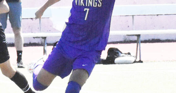 File photo
Viking Aaron Lopez takes a shot at the goal.