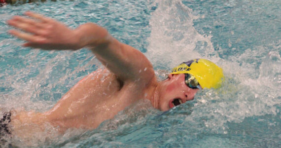 Luke Caputo/Kitsap News Group
Spartan sophomore Bradley Roloff competes in the 200-yard freestyle at the Olympic League meet at the North Kitsap Community Pool in Poulsbo Feb. 1.
