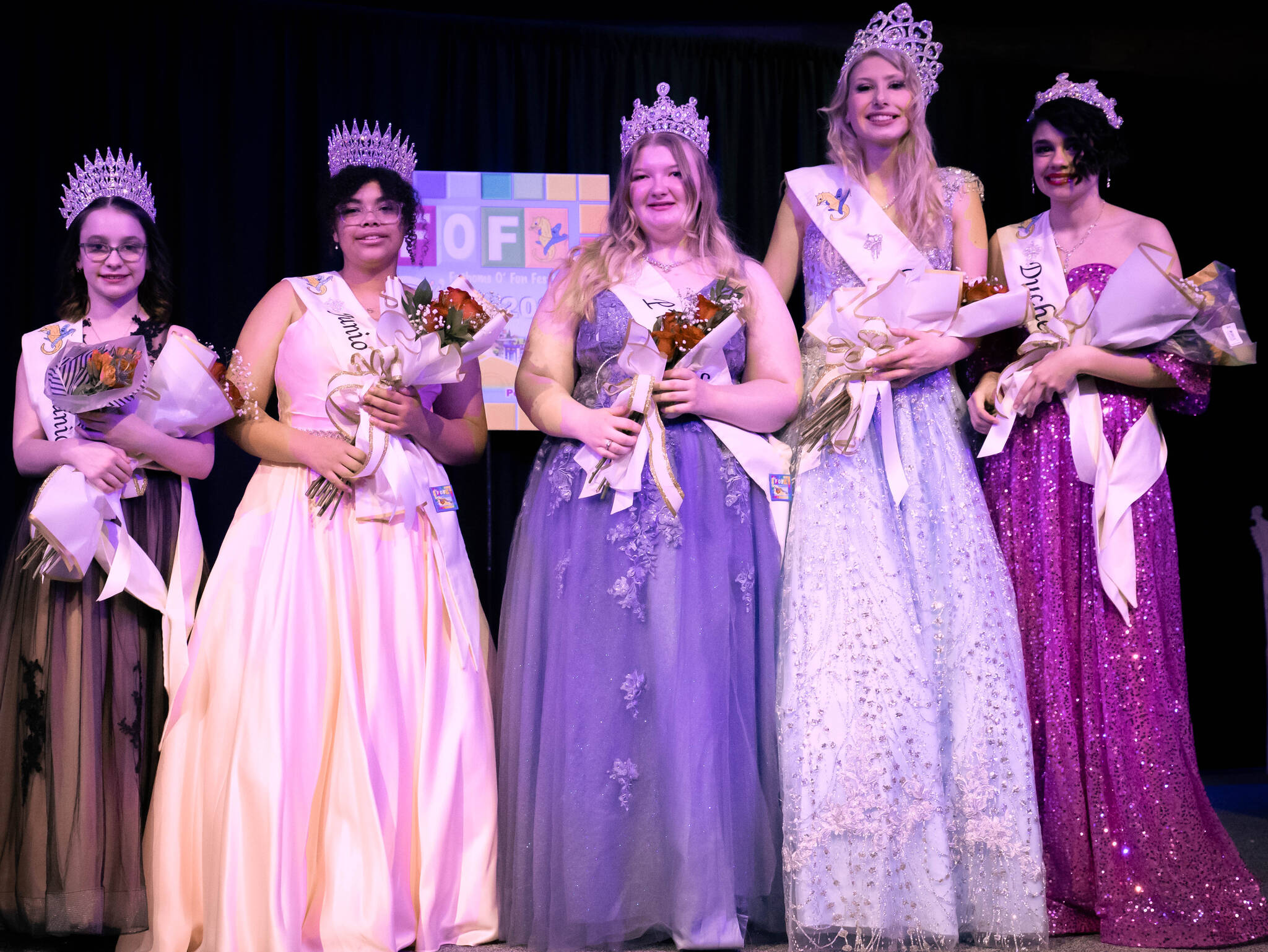 Irene’s Photography courtesy photos
Left to right: Jr. Princess Andrea White, Jr. Princess Azalea Allington, Sr. Princess Amelia Gilespie, Queen Miah Strombach and Duchess Elizabeth White.