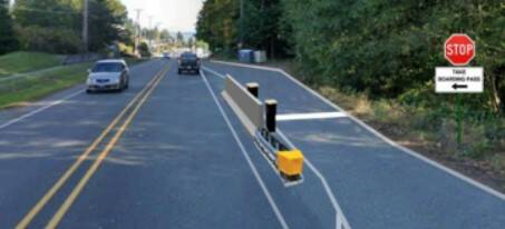 Kitsap County Public Works courtesy image
A rendering (not to scale) of the Active Traffic Management System that will be constructed this year along Highway 104 in Kingston to replace the current tally system used to manage traffic in the holding lane.