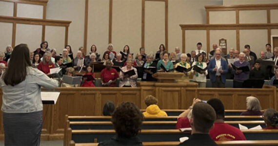 Susan Anderson courtesy photo
Eleven churches took part in the Interfaith Council Music Festival March 30 at the Church of Jesus Christ of Latter Day Saints on Bainbridge Island. Representatives danced, played bells and sang. Everyone circled the room, holding hands, and sang and moved to ‘Green Grows the Tree of Unity, Alleluia.’ At the end of the event, about 100 members of all the choirs went onstage to sing, ‘May the Road Rise to Meet You.’