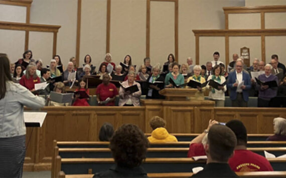 Susan Anderson courtesy photo
Eleven churches took part in the Interfaith Council Music Festival March 30 at the Church of Jesus Christ of Latter Day Saints on Bainbridge Island. Representatives danced, played bells and sang. Everyone circled the room, holding hands, and sang and moved to ‘Green Grows the Tree of Unity, Alleluia.’ At the end of the event, about 100 members of all the choirs went onstage to sing, ‘May the Road Rise to Meet You.’