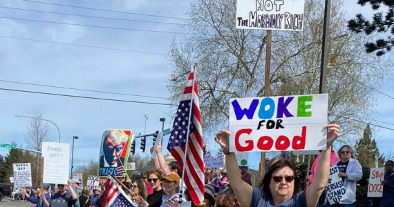 Jessica Lynn courtesy photos
The ‘Hands Off’ protest in Port Orchard took place April 5 at the intersection of Lund Avenue & Bethel Road.