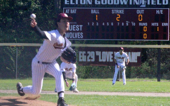 Luke Caputo/Kitsap News Group photos
Konor Tupuola of South Kitsap throws a pitch in an 11-6 loss to the Curtis Vikings April 22 in Port Orchard.