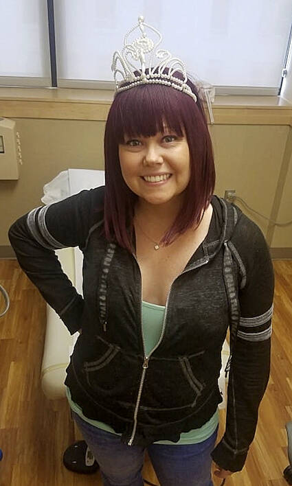 Shelly King courtesy photo
King wears a crown on her last day of treatment.