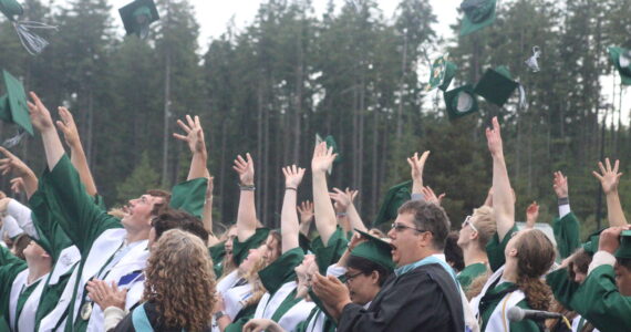 Luke Caputo/Kitsap News Group photos
The Klahowya class of 2025 throws their caps in the air at the end of the graduation ceremony June 13 at Silverdale Stadium.