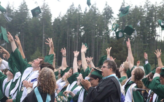 Luke Caputo/Kitsap News Group photos
The Klahowya class of 2025 throws their caps in the air at the end of the graduation ceremony June 13 at Silverdale Stadium.