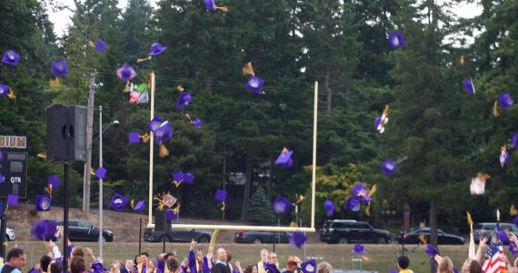 Tyler Shuey/Kitsap News Group photos
North Kitsap High School class of 2025 graduates throw their caps in the air at the conclusion of the ceremony June 13.