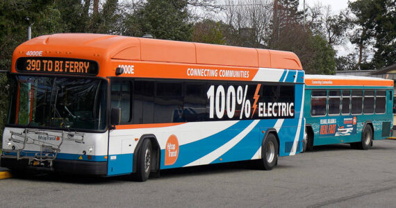 File photo 
Kitsap Transit buses at the Bainbridge Island ferry terminal.
