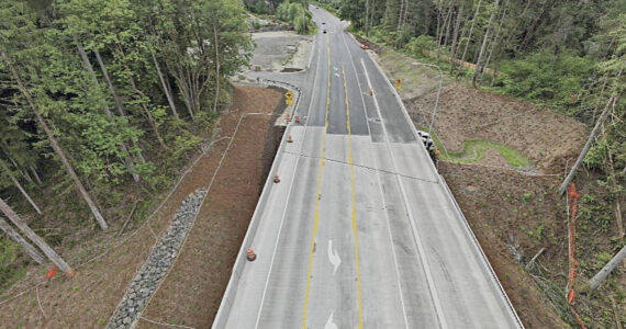 WSDOT courtesy photo
In May, contractor crews completed the new bridge over Sam Snyder Creek on Highway 305 between Suquamish and Poulsbo.