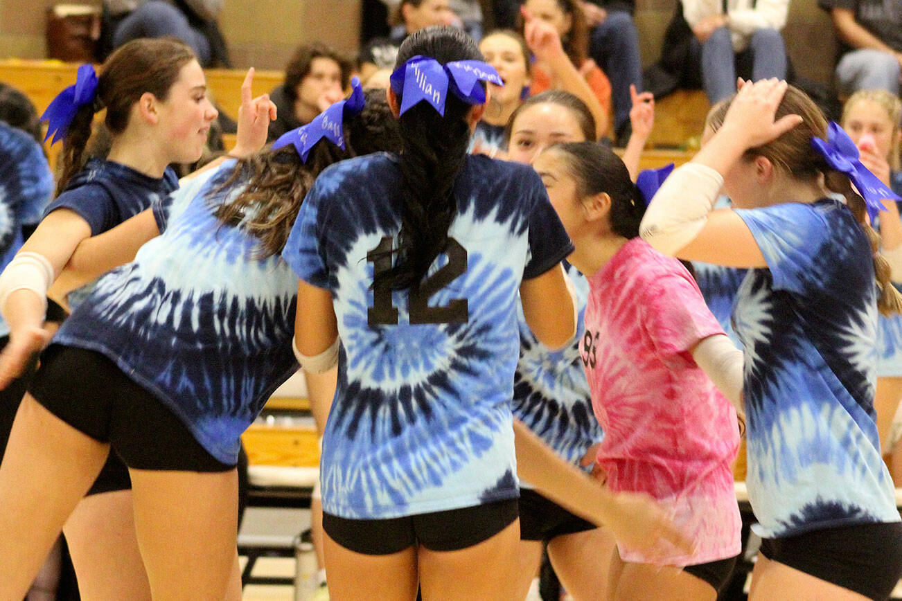 Luke Caputo/Kitsap News Group photos
The Vikings celebrate a successful point in a 3-1 NK road win over the Kingston Buccaneers Oct. 14.