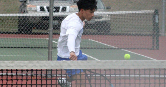 Luke Caputo/Kitsap News Group photos
Trojan Jonah Pantig took home the singles championship at the Olympic League boys’ tennis tournament Oct. 23 at North Kitsap High School.