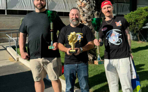 Will Grant courtesy photo
Left to right: Leo DiCesaris, who won first place in the Innovative Category; Will Grant, who won the Premio Follie Lifetime Achievement Award; and Anthony Ludovici-DeBridgida, who won first place in the Focaccia competition at the Pizza World Cup in Rome, Italy.