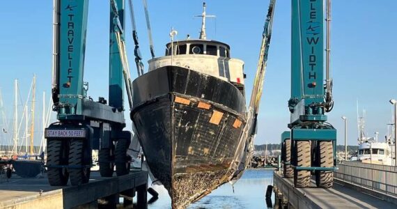 U.S. Coast Guard courtesy photo
The ‘Cairdeas’ was successfully removed from Sinclair Inlet and shipped to Port Townsend.