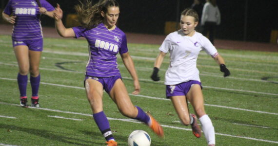Luke Caputo/Kitsap News Group
Viking Syleena Hogan scored a hat trick in an 8-1 home win over the Sequim Wolves in a district elimination match Nov. 6.