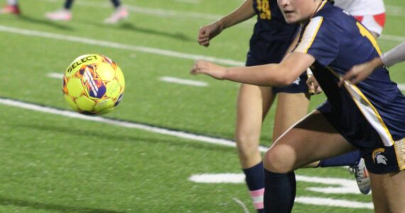 Luke Caputo/Kitsap News Group photos
Spartan Isabella St. Clair pursues the ball in a 3-1 Bainbridge home win over the Steilacoom Sentinels Nov. 8 in the District 3 2A girls soccer championship.