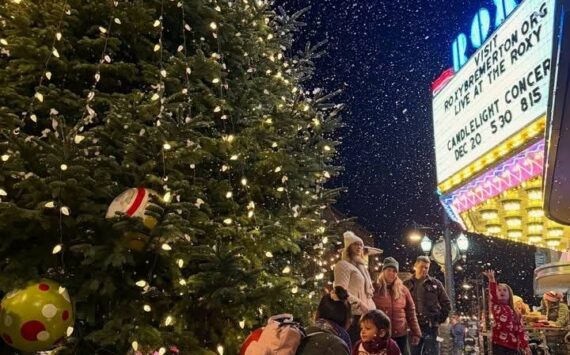 Downtown Bremerton Association courtesy photo
The lighting of a 25-foot Noble fir Christmas tree brought families together at Quincy Square’s Winter Fest Nov. 29.