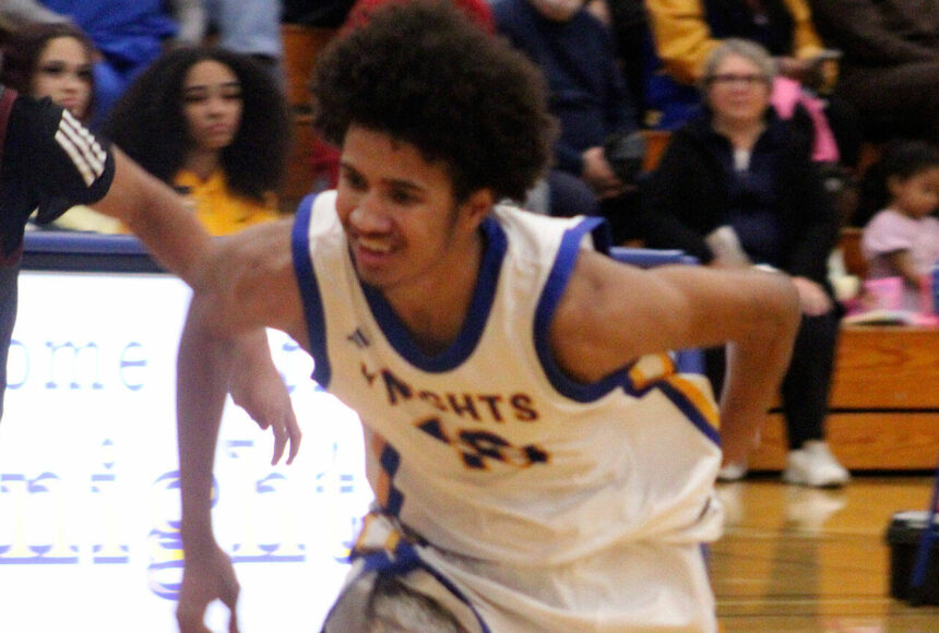 <p>Luke Caputo/Kitsap News Group photos</p>
                                <p>Knight Jalen Davis scored a school record 51 points in a 94-42 Bremerton home win over the South Kitsap Wolves Dec. 2.</p>