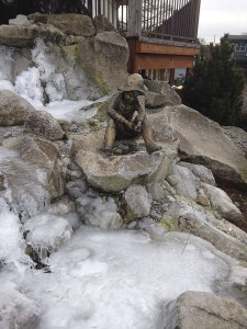 Ice fishing: The fountain next to the Poulsbo Marine Science Center parking lot was frozen Feb. 6. The high on Feb. 7 was forecast to be 34