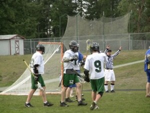 Klahowya players react following a Dan Zimny goal during the third quarter of the Eagles' 10-9 season-opening loss against Stadium at Central Kitsap Junior High Wednesday.