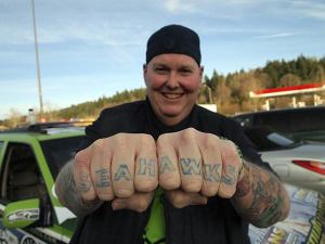 Big Lo participated in a pre-game rally in Poulsbo Village
